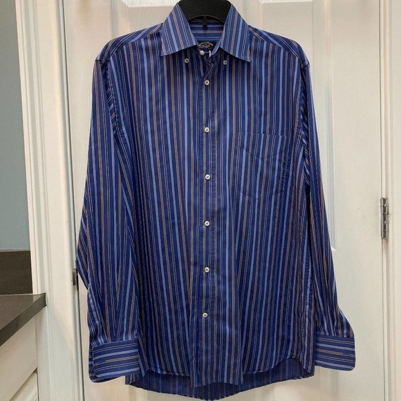 Paul & Shark Yachting Blue Striped Button Down Shirt Size Medium - Picture 1 of 4